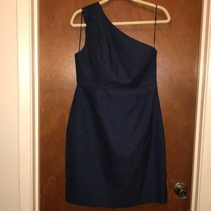 J Crew Navy One Shoulder Dress Size 10